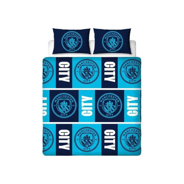 Manchester City FC 91 Rotary Reversible Duvet Cover Set in Dark Blue - Size: Single