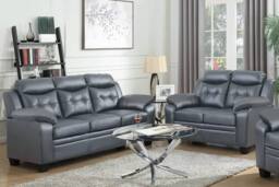 SquareBoxx Elysian 3+2 Modern Leather Sofa Set in Grey