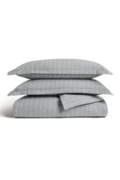 CHRISTY Flannel Stripe 100% Super Soft Brushed Cotton Duvet Sets in Grey - Size: Super King - thumbnail 2