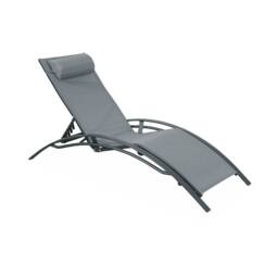 sweeek Set of 2 aluminium & textilene sun loungers, 4 reclining positions in Grey - thumbnail 9