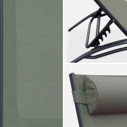 sweeek Set Of 2 Aluminium & Textilene Sun Loungers 4 Reclining Positions in Grey - thumbnail 3