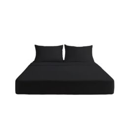 Snug City Luxury 200TC Soft Touch Fitted Sheet Bed Linen 30cm Extra Deep Skirt in Black - Size: Single - thumbnail 2