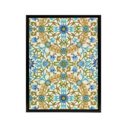 "Artery8 Blue Floral Vine Pattern W. Morris Black Framed Canvas Wall Art - Size: W12"" x H16""" - thumbnail 1