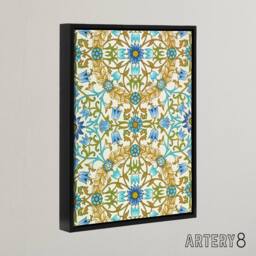 "Artery8 Blue Floral Vine Pattern W. Morris Black Framed Canvas Wall Art - Size: W12"" x H16""" - thumbnail 2