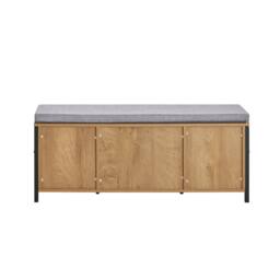 SoBuy Entrance Bench with 4 Drawers - Light Oak & Grey Cushion - Size: 110 cm x 35 cm - thumbnail 4
