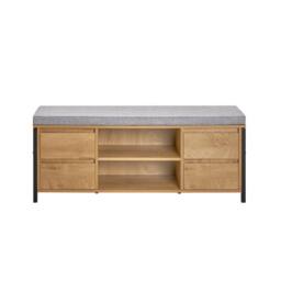 SoBuy Entrance Bench with 4 Drawers - Light Oak & Grey Cushion - Size: 110 cm x 35 cm - thumbnail 2
