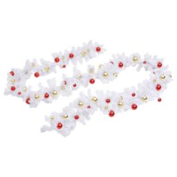 Berkfield Home Christmas Garland Decorated with Baubles White 10 m - thumbnail 4