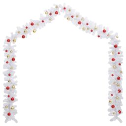 Berkfield Home Christmas Garland Decorated with Baubles White 10 m - thumbnail 3