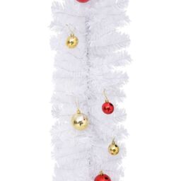 Berkfield Home Christmas Garland Decorated with Baubles White 10 m - thumbnail 5