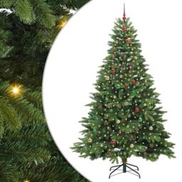 Berkfield Home Artificial Christmas Tree with 300 LEDs Green 240 cm PE & PVC - thumbnail 2