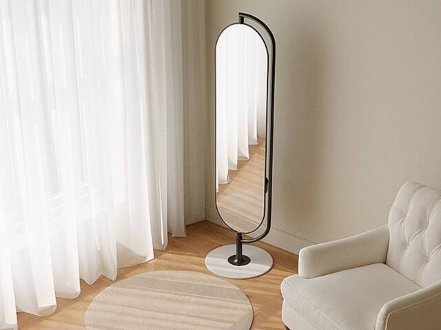 Vente-unique Freestanding Metal Mirror With Storage & Hooks - L44 X H169 Cm in Black - image 1