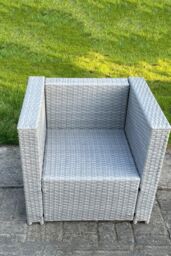 Fimous Rattan Single Chair Patio Garden Furniture With Thick Cushion Light Grey - thumbnail 5