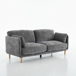 FURNITURE ONE Velvet Upholstered 3 Seater Sofa, Luxury Modern 3 Seater Couch in Grey - thumbnail 1
