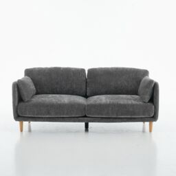 FURNITURE ONE Velvet Upholstered 3 Seater Sofa, Luxury Modern 3 Seater Couch in Grey - thumbnail 3