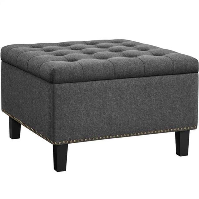 KORVIXA lassic Linen-like Entryway Bench in Dark Grey - Size: 100 cm x 100 cm - image 1