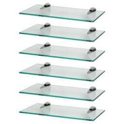 Harbour Housewares 6x Floating Glass Shelves - 40cm - Bathroom Shower Storage Display in Silver