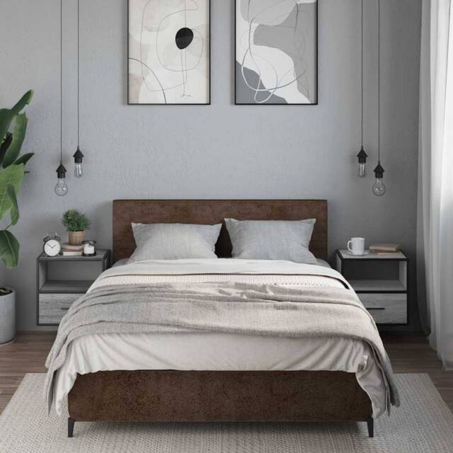 Berkfield Home Durable Wall-mounted Bedside Cabinets 2 pcs Grey Sonoma 40x31x39.5 cm - image 1