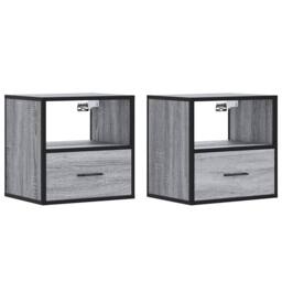 Berkfield Home Durable Wall-mounted Bedside Cabinets 2 pcs Grey Sonoma 40x31x39.5 cm - thumbnail 3