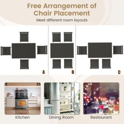 Costway 5Pcs Modern Kitchen Dining Room Furniture Dining Table Set for 4 in Grey - thumbnail 9