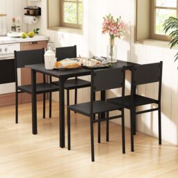 Costway 5Pcs Modern Kitchen Dining Room Furniture Dining Table Set for 4 in Grey - thumbnail 3
