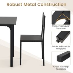 Costway 5Pcs Modern Kitchen Dining Room Furniture Dining Table Set for 4 in Grey - thumbnail 6