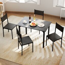 Costway 5Pcs Modern Kitchen Dining Room Furniture Dining Table Set for 4 in Grey - thumbnail 5