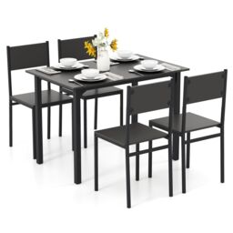Costway 5Pcs Modern Kitchen Dining Room Furniture Dining Table Set for 4 in Grey - thumbnail 2