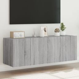 Berkfield Home TV Wall Cabinets with LED Lights 2 pcs Grey Sonoma 60x35x41 cm - Size: 60 x 35 x 41 cm - thumbnail 1