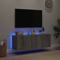 Berkfield Home TV Wall Cabinets with LED Lights 2 pcs Grey Sonoma 60x35x41 cm - Size: 60 x 35 x 41 cm - thumbnail 4