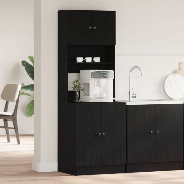 Berkfield Home Kitchen Cabinet Black Oak 60x50x180 cm Engineered Wood - Size: 60 x 50 x 180 cm