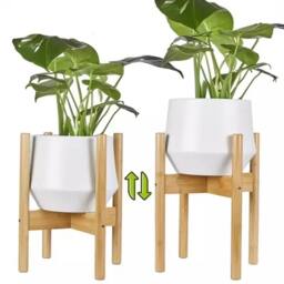 KORVIXA L Size Adjustable Bamboo Plant Shelf in Beige - Size: Large - thumbnail 3
