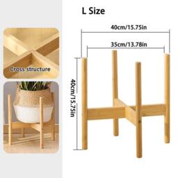 KORVIXA L Size Adjustable Bamboo Plant Shelf in Beige - Size: Large - thumbnail 2