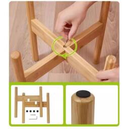 KORVIXA L Size Adjustable Bamboo Plant Shelf in Beige - Size: Large - thumbnail 4