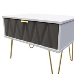 Ready Assembled 2 U Dallas 1 Drawer Wide Side Table (Ready Assembled) in Dark Grey - thumbnail 4