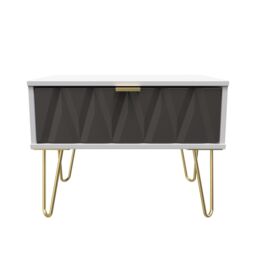 Ready Assembled 2 U Dallas 1 Drawer Wide Side Table (Ready Assembled) in Dark Grey - thumbnail 1