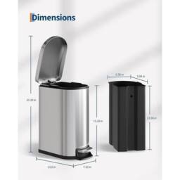 KORVIXA 10L Stainless Steel Dustbin Rubbish Waste Bin in Silver - Size: 100 cm x 100 cm - thumbnail 2