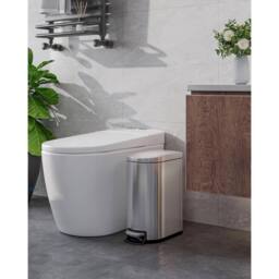 KORVIXA 10L Stainless Steel Dustbin Rubbish Waste Bin in Silver - Size: 100 cm x 100 cm - thumbnail 3