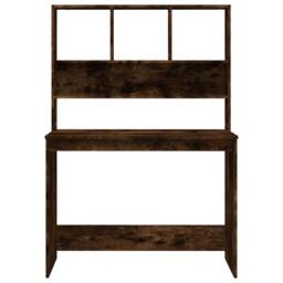 Berkfield Home Desk with Shelves Smoked Oak 102x45x148 cm Engineered Wood in Brown - Size: 102 x 45 x 148 cm - thumbnail 5