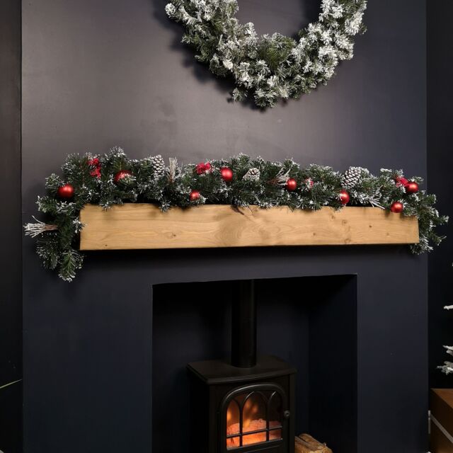 Samuel Alexander Premier 180cm (6ft) Festive Red Dressed Christmas Garland With Bows & Red Baubles - image 1