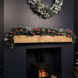 Samuel Alexander Premier 180cm (6ft) Festive Red Dressed Christmas Garland With Bows & Red Baubles - thumbnail 1