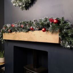 Samuel Alexander Premier 180cm (6ft) Festive Red Dressed Christmas Garland With Bows & Red Baubles - thumbnail 2