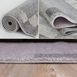 THE RUGS Efes Collection Modern Living Room Rug Bordered Grey Cream 7438GC - Size: 60 cm x 110 cm - thumbnail 4