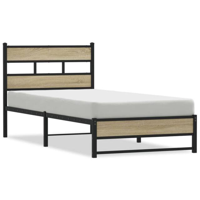 Berkfield Home Metal Bed Frame without Mattress Sonoma Oak 80x200 cm in Brown - image 1