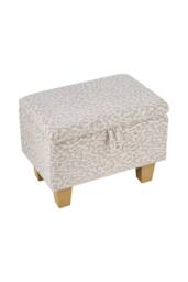 Living and Home Linen Upholstered Storage Ottoman in Beige - thumbnail 9