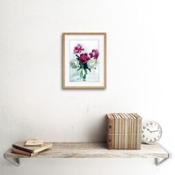 "Artery8 Wall Art Print Flower Watercolour Peonies Art Framed 9x7 inch in Beige - Size: W7"" x H9""" - thumbnail 2
