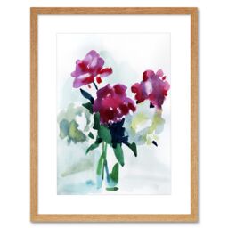 "Artery8 Wall Art Print Flower Watercolour Peonies Art Framed 9x7 inch in Beige - Size: W7"" x H9""" - thumbnail 1