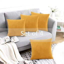 Luxury Living Set of 4 Velvet Chenille Cushions 45cm x 45cm with Removable Covers & Plush Pads - Soft, Stylish Home Décor - Size: 45 cm x 45 cm - thumbnail 2