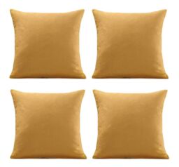 Luxury Living Set of 4 Velvet Chenille Cushions 45cm x 45cm with Removable Covers & Plush Pads - Soft, Stylish Home Décor - Size: 45 cm x 45 cm - thumbnail 1