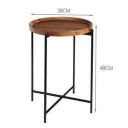 Havendro Walnut Finish Side Table With Tray Top Foldable Coffee Sofa End Table in Brown - thumbnail 2