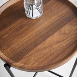 Havendro Walnut Finish Side Table With Tray Top Foldable Coffee Sofa End Table in Brown - thumbnail 4